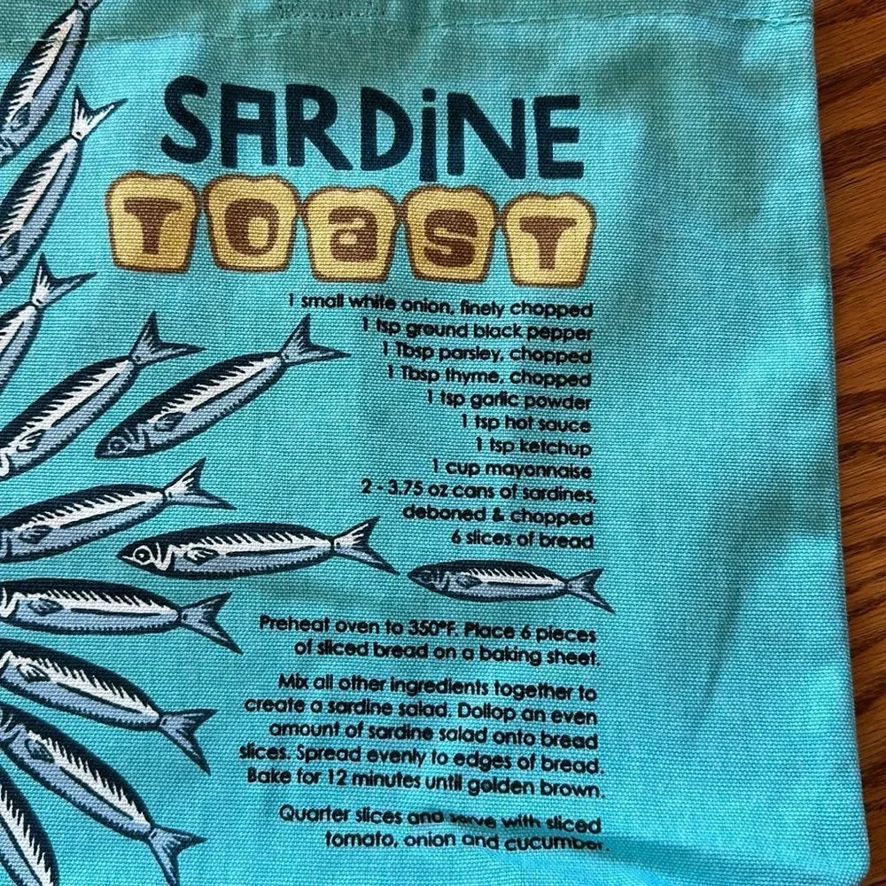 Trader Joe’s Limited Edition Reusable Canvas Bag Turquoise Blue Sardines - Picture 9 of 9